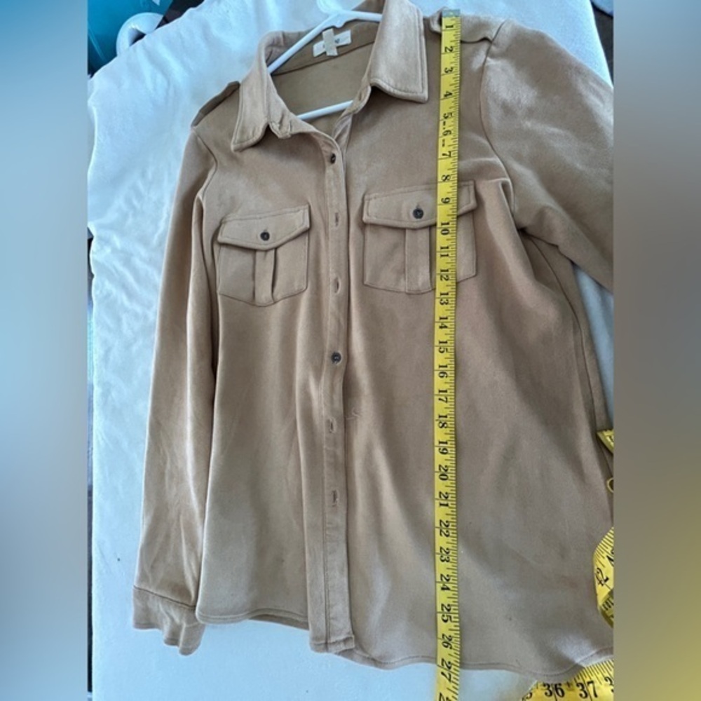 Freeway Tan Suede Button-Up Jacket - Picture 8 of 8
